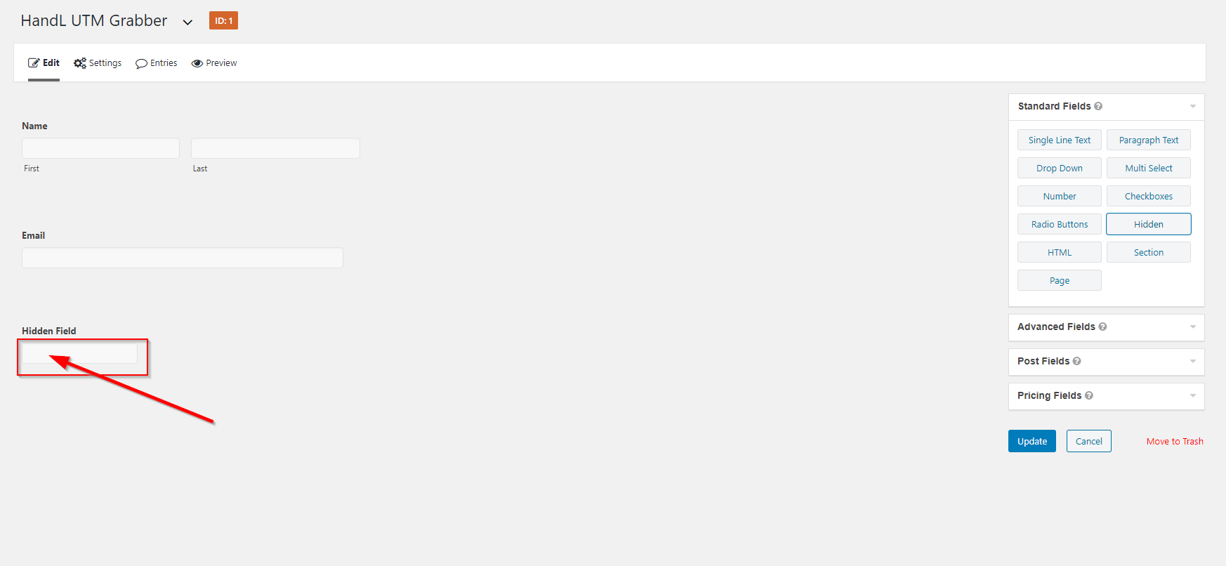 4- First add your hidden element on your form, give any name for your label.png