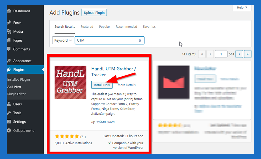 5-click install now button for HandL UTM Grabber.png