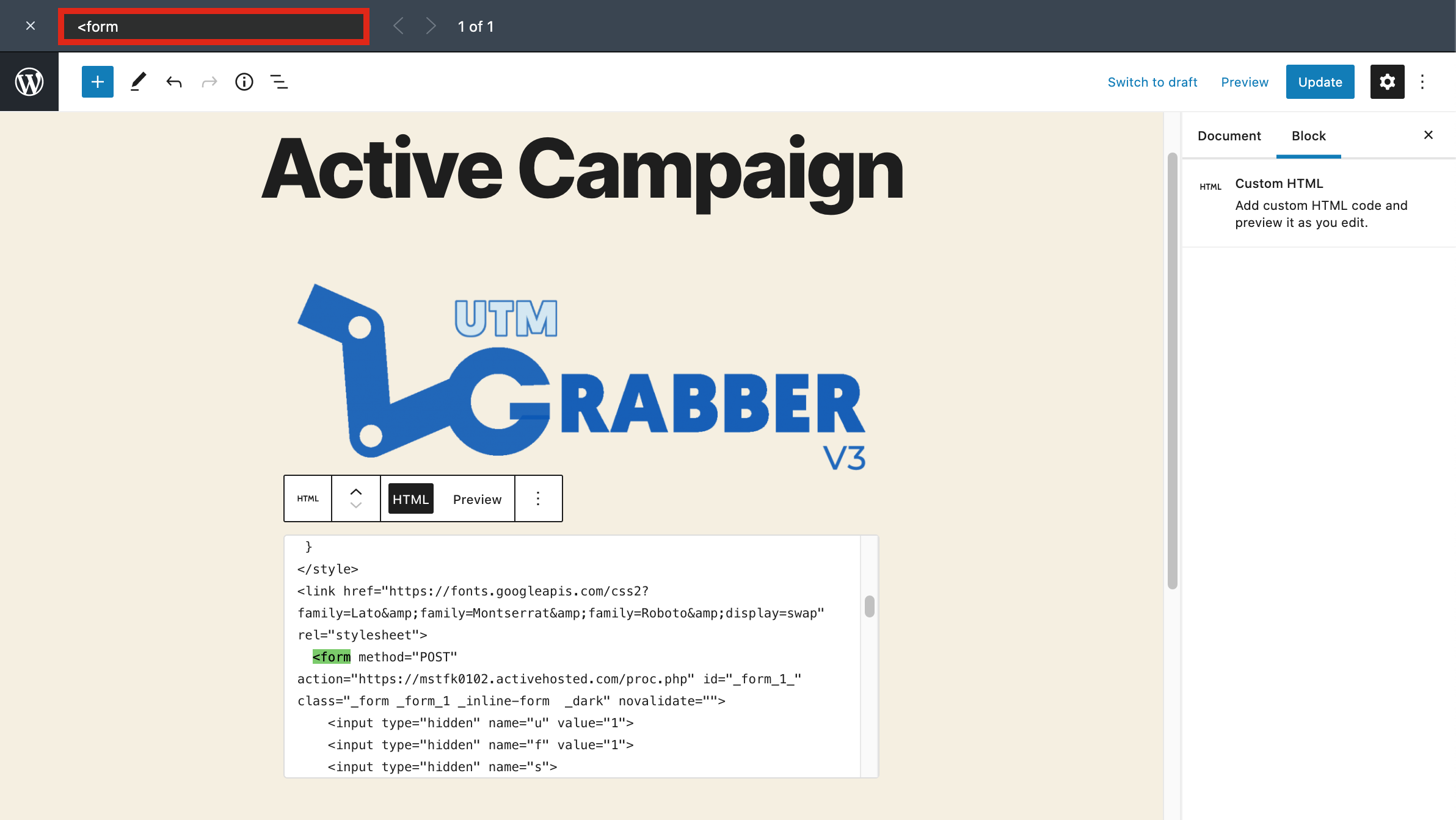 AC 8-)After Paste Your Code Search For <form tag in it.png