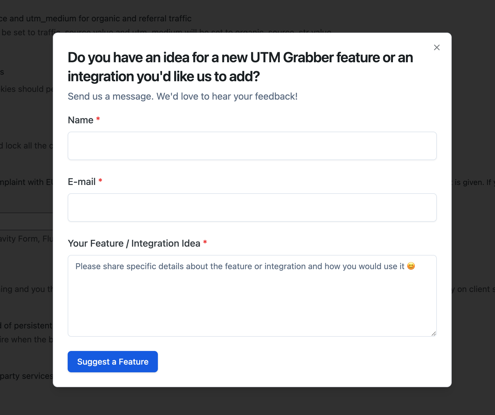 Feature request form